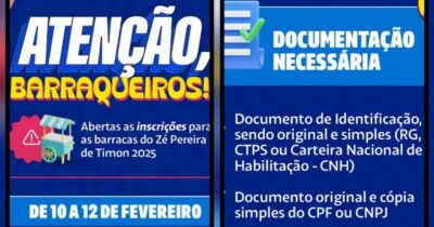 Zé Pereira de Timon: inscrições para barraqueiros abrem na segunda-feira (10)