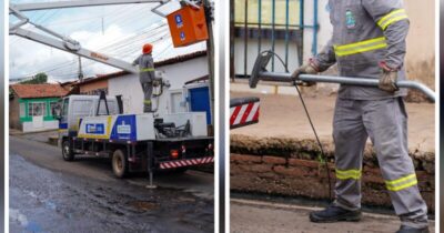 Rua 100 em Timon recebe nova iluminação: Superintendência inicia instalação de lâmpadas de LED