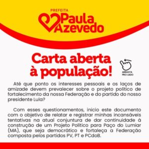 Paula Azevedo faz relato emocionante e verdadeiro do atual cenário vivido em Paço do Lumiar.