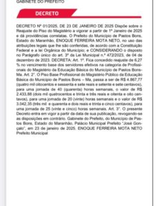 Prefeito Enoque Mota Concede Reajuste Salarial aos Professores em Pastos Bons