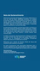 Prefeito de Passagem Franca se envolve em acidente na MA-134; primeira-dama sofre fratura