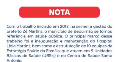Em nota, Prefeitura de Bequimão reforça compromisso com a saúde e anuncia reformas em Unidades Básicas
