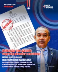 Junior Cascaria solicita instalação de Restaurante Popular na região do Itaqui-Bacanga