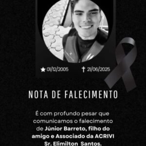 Nota de Pesar ACRIVI – pelo falecimento de Júnior Barreto