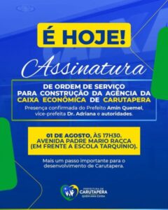 É hoje!!! Prefeitura de Carutapera assina ordem de serviço para construção da agência da Caixa Econômica.