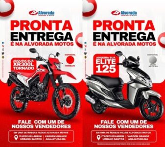 Alvorada Motos anuncia pronta entrega da XRL 300L Tornado e Elite 125 em Itapecuru e Região!