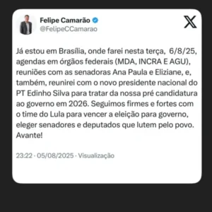Felipe Camarão nega desistência de candidatura ao governo: “seguimos firmes e fortes com o time do Lula para vencer a eleição”.