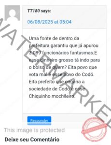 Leitor do Blog do Leonardo Alves denuncia existência de mais de 3 mil funcionários fantasmas na Prefeitura de Codó