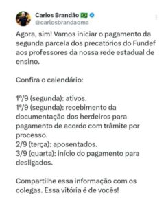 Governador Carlos Brandão anuncia pagamento dos precatórios dos professores da rede estadual