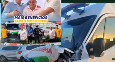 Ambulância de Joselândia recém-entregue pelo Governo colide com viatura da PM em São Mateus