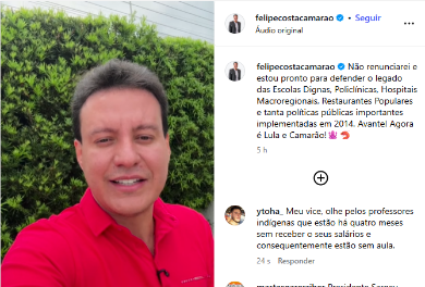 Camarão diz que também não abrirá mão do mandato: “não renunciarei”
