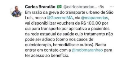 Governador Carlos Brandão anuncia vouchers para transporte de pacientes durante greve