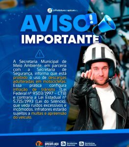 Prefeitura de Apicum-Açu reforça proibição de descargas adulteradas em motos