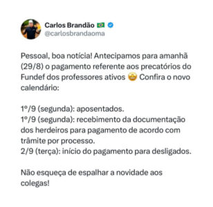 Brandão antecipa o pagamento dos precatórios do Fundef