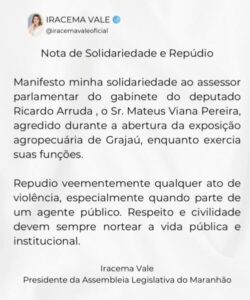 Presidente da Assembleia Legislativa emite nota de repúdio após aliados do prefeito de Grajaú agredir assessor de deputado