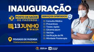 Apicum-Açu – Acontece nesta sexta-feira a inauguração de uma nova unidade de saúde no povoado Fazenda