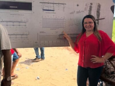 Vereadora Leda Torres e autoridades recebem governador e lançam pedra fundamental para a nova ponte da Trizidela