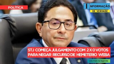 STJ começa julgamento com 2 votos a 0 para negar recurso de Hemeterio Weba