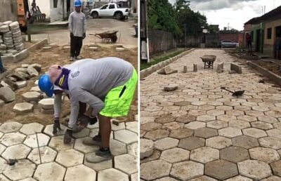 Obra no Jardim Recreio de pavimentação com bloquetes continua a todo vapor pela gestão Calvet Filho