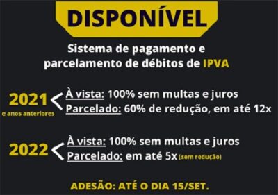 Já disponível o IPVA 2022 com redução de multas e juros