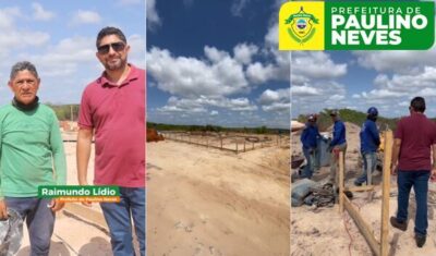Prefeito Raimundo Lídio, visita a construção do novo prédio da Escola Municipal Felipe Ramos, do Povoado Barrocão