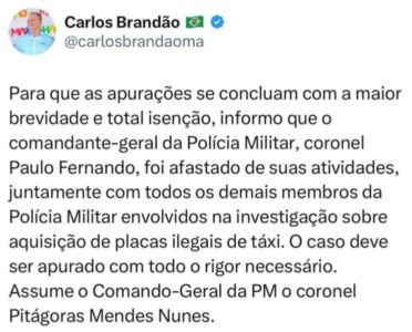 Comandante-Geral da PM do Maranhão é afastado após denúncias do Fantástico