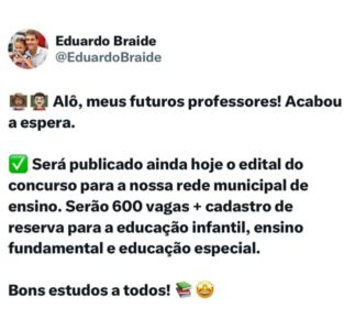 Prefeitura de São Luís Publicará Edital de Concurso Público com 600 Vagas na Educação