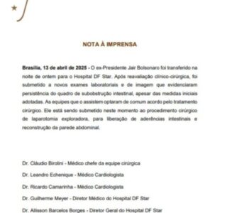 Jair Bolsonaro passa por cirurgia em Brasília; veja boletim médico