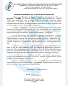 CEADEMA emite nota de apoio à deputada Mical Damasceno e repudia ataques misóginos