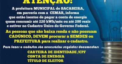 Atenção Bacabeira: Cadastro único