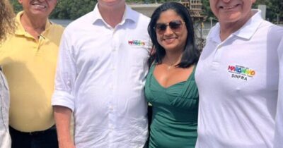 DR. AMILCAR ROCHA E BRANDÃO VISTORIAM OBRA DA PONTE.