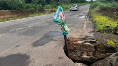 Buraqueira na MA-026 entre Codó e Timbiras preocupa motoristas e pedestres