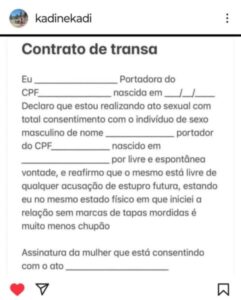 “Contrato de Transa” é a nova tendência nas redes sociais e levanta debate sobre consentimento e legalidade