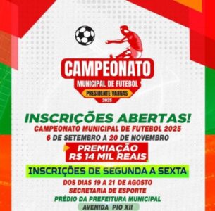 Prefeita Fabiana Mendes anuncia Campeonato Municipal de Presidente Vargas com R$ 14 mil em premiação