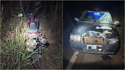 Colisão entre carro e moto deixa piloto ferido na BR-230, em Balsas