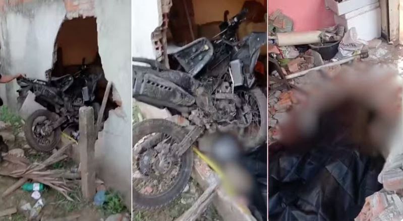 Motociclista morre ao colidir contra muro na Estrada da Mata, em São José de Ribamar; mulher fica gravemente ferida