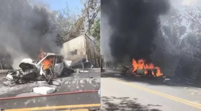 Colisão entre picape, carreta e caminhão deixa dois mortos e um ferido na BR-316