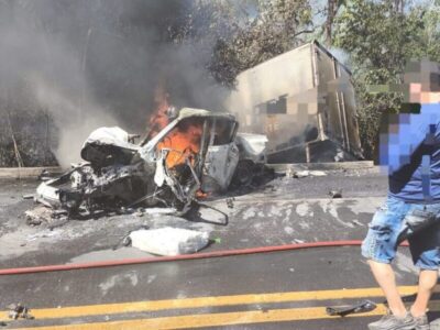 Colisão provoca incêndio em veículo deixando dois mortos e um ferido na BR-316