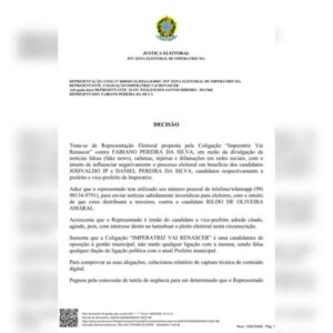 Justiça obriga irmão de Daniel Fiim a apagar fake news contra candidato Rildo Amaral.