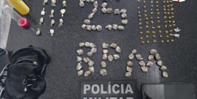 Em Bacuri a Polícia Miliar apreende drogas e conduz um suspeito a Delegacia.
