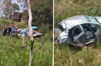 Urgente: carro com cinco pessoas de Pinheiro capota na MA-014, em Vitória do Mearim