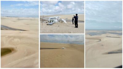 Imagens mostram como ficou avião que caiu nas dunas dos Lençóis Maranhenses