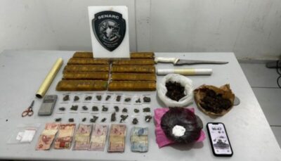 Drogas e dinheiro apreendidos em operação da Polícia Civil no bairro Vicente Fialho