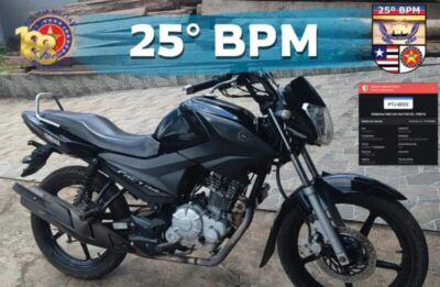 Polícia Militar recupera moto roubada em Cururupu