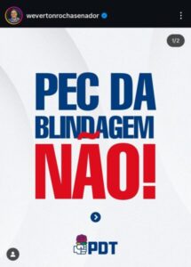 Weverton posiciona-se contra a PEC da Blindagem