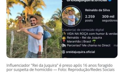 Influenciador “Rei da Juquira” é preso no MA após 16 anos foragido por suspeita de homicídio