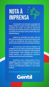 Prefeito Gentil Neto se manifesta após ação da PF em Caxias
