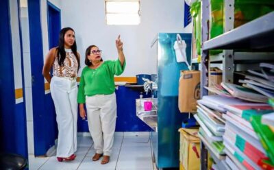 Prefeita Paula Azevedo e a secretária Yane Pessoa vistoriam escolas da rede municipal em Paço do Lumiar