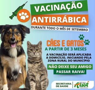 Prefeitura de Axixá, começa hoje a Campanha Nacional de Vacinação Antirrábica de cães e gatos