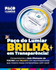 Paço do Lumiar conquista Selo Diamante de Transparência do TCE-MA sob a gestão de Fred Campos